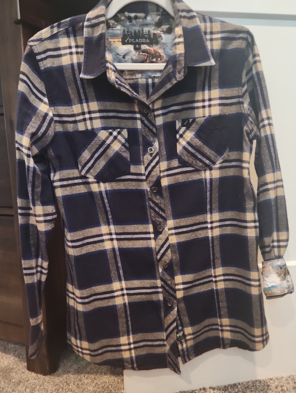 Women's very Soft Flannel Navy Plaid Button-Down Shirt